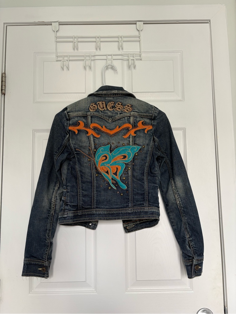 GUESS Y2K Women's Dark Wash Denim Jacket